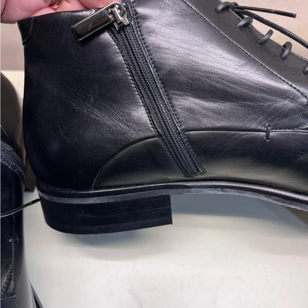 MADE IN ITALY LEATHER Baldinini Black Chukka Boots Polished Leather Lace-Up